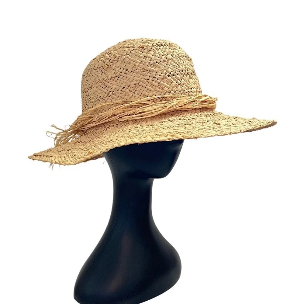 Grevi Mode Firenze Italy Tan 100% Straw Sun Summer Hat‎